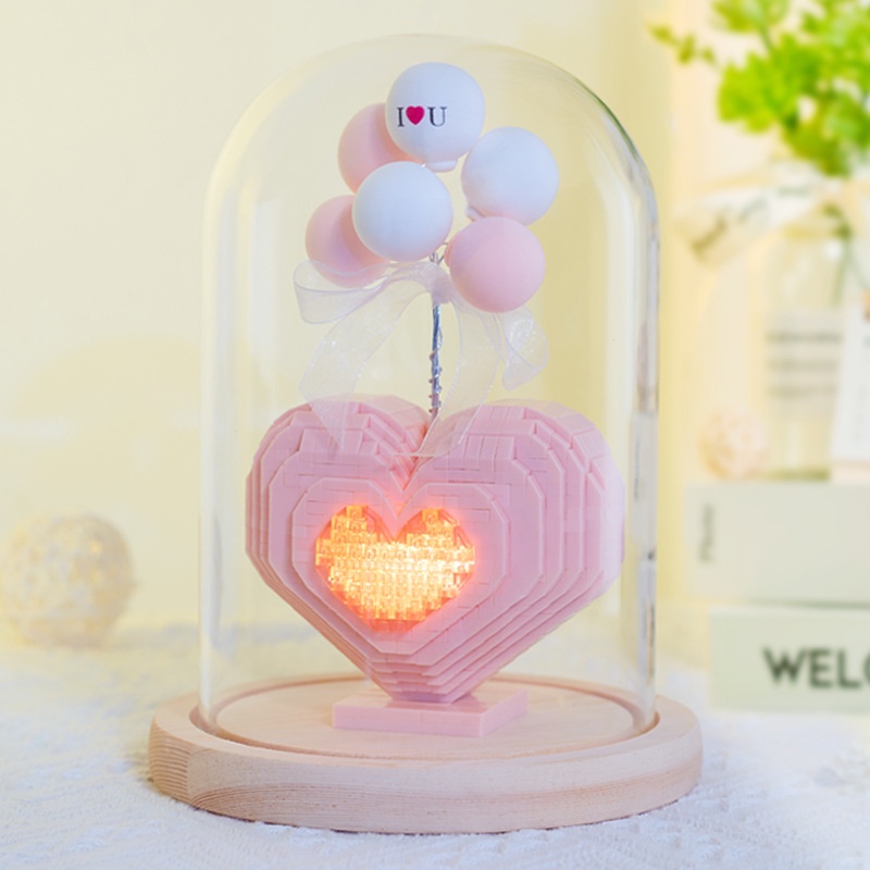 Đồ Chơi Lắp Ráp Mô Hình Trái Tim Màu Hồng Dùng Làm Quà Tặng