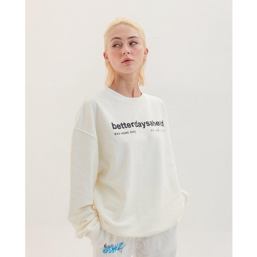 Áo Sweater Form Rộng Mùa Đông Sweater Betterdaysahead Gonz - Màu Trắng | BigBuy360 - bigbuy360.vn