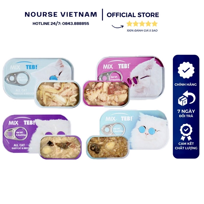 Pate cho mèo Teb TM Đồ ăn cho mèo bổ sung dinh dưỡng tăng cân tăng mặt nọng NourseVietnam