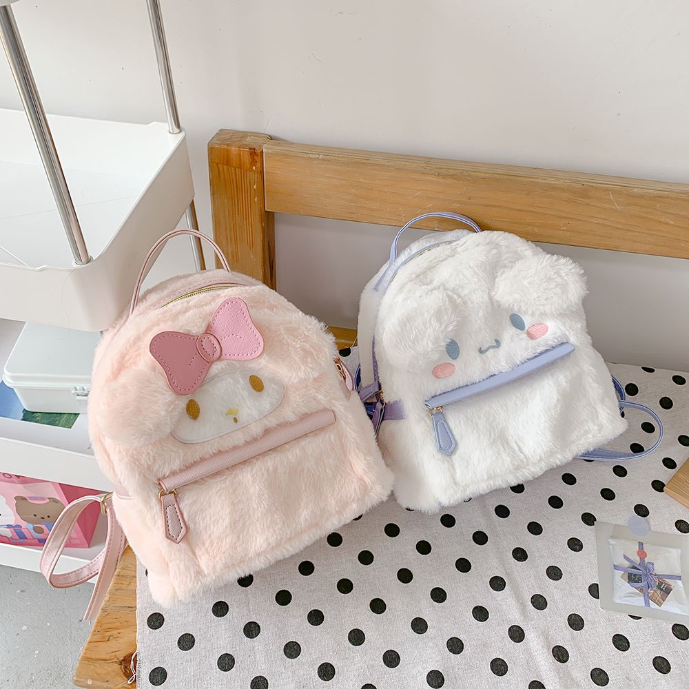 Balo đi học lông nhung mềm mại họa tiết hoạt hình dễ thương tùy chọn màu sắc