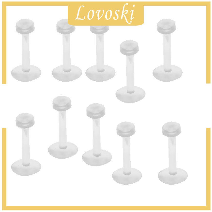 Set 10 Khuyên Mũi Bằng Nhựa Acrylic Trong Suốt