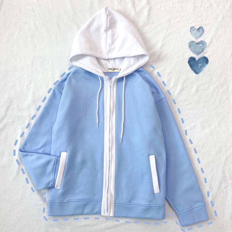 Áo Khoác Hoodie Form Rộng Phối Zip Unisex Zet Vải Nỉ Bông Dày - 84unisex