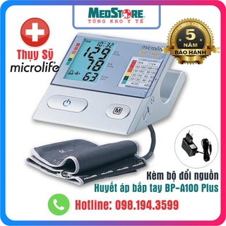 [Mã FMCGSALE55 giảm 8% đơn 500K] Máy đo huyết áp bắp tay điện tử Microlife BP A100 Plus (Có Kèm Adapter)