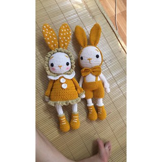Thỏ len móc tay nhồi bông Handmade