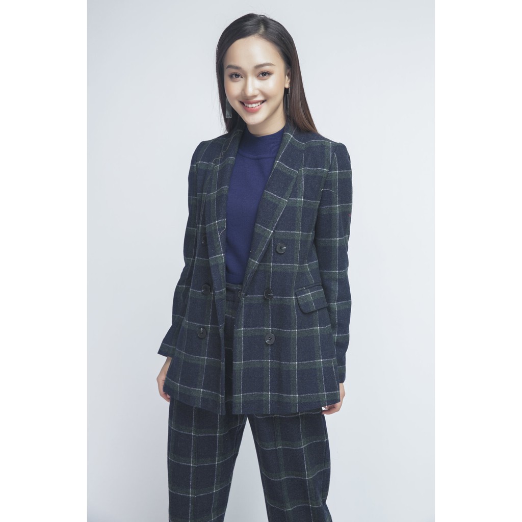 [NHẬP WABRTL5 GIẢM 10% TỐI ĐA 50K ĐH 250K ]Áo khoác dạ nữ họa tiết kẻ IVY moda MS 67B6539