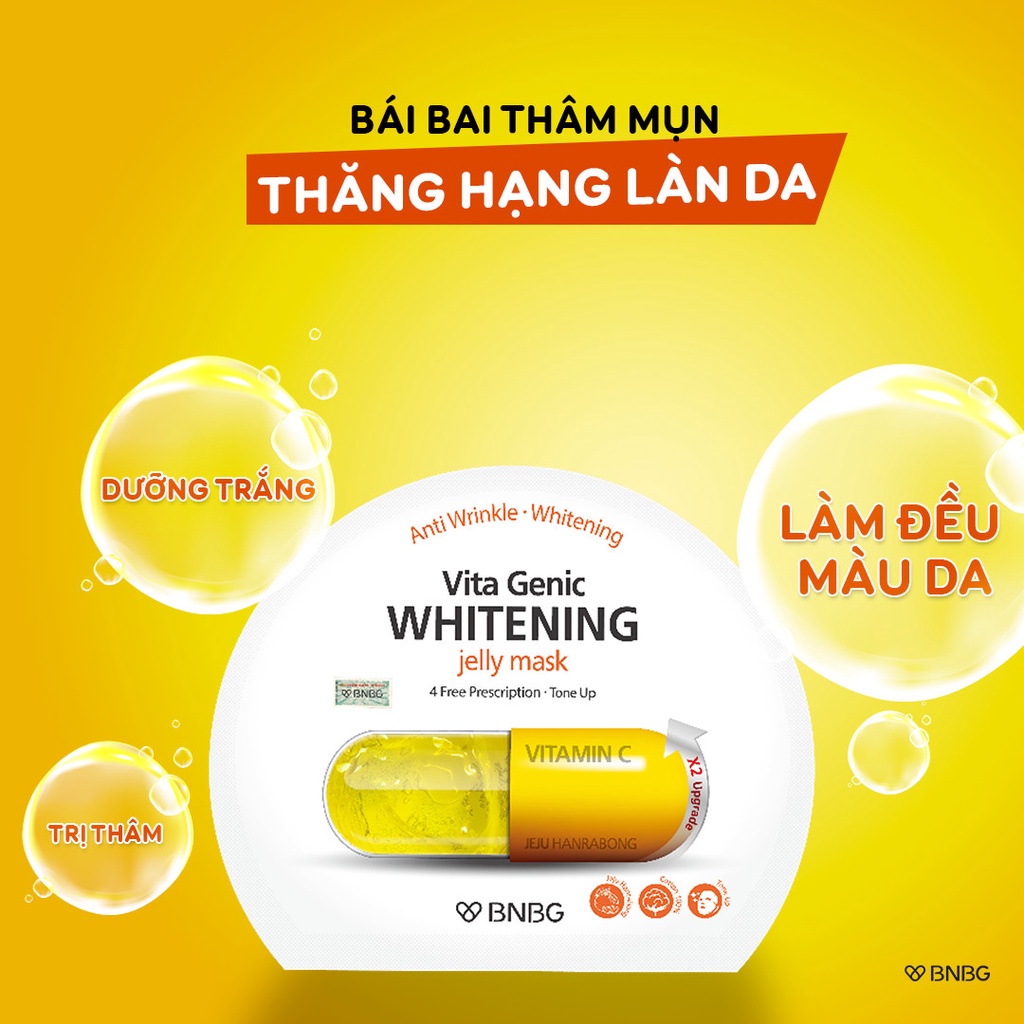 Mặt Nạ dưỡng trắng da và làm đều màu da BNBG Whitening Jelly Mask 30ml - Vitamin C