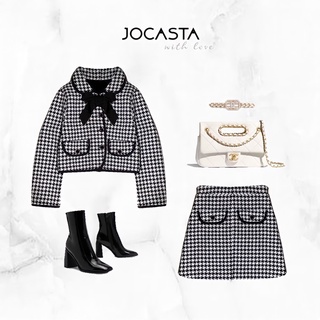 Set dạ nơ kẻ caro Jocasta - Hàng quảng châu cao cấp QCCC