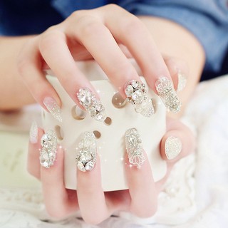 Bộ 24 móng tay giả đính đá pha lê sang trọng cho nữ