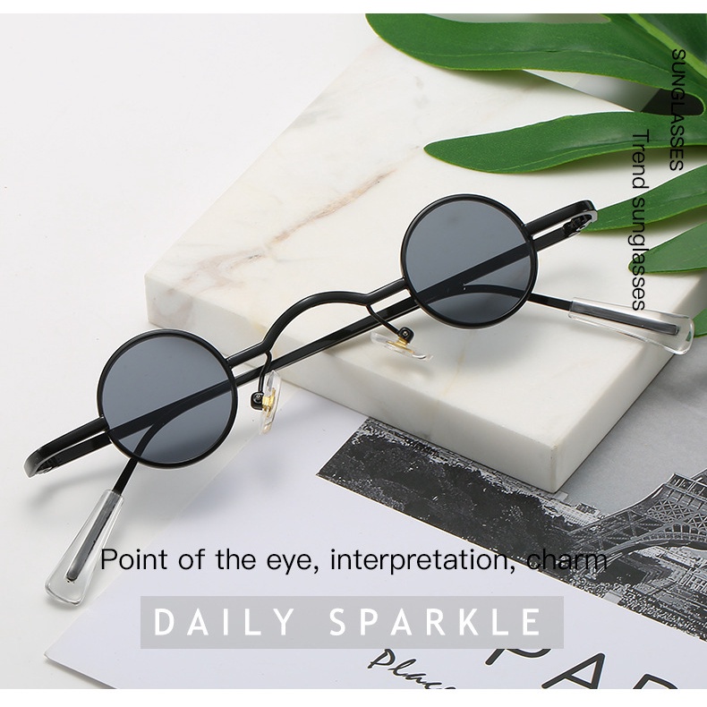 Small Round Sunglasses Women Men UV400 Metal Brand Designer Punk Sun Glasses Steampunk Vintage Goggles Black Shades