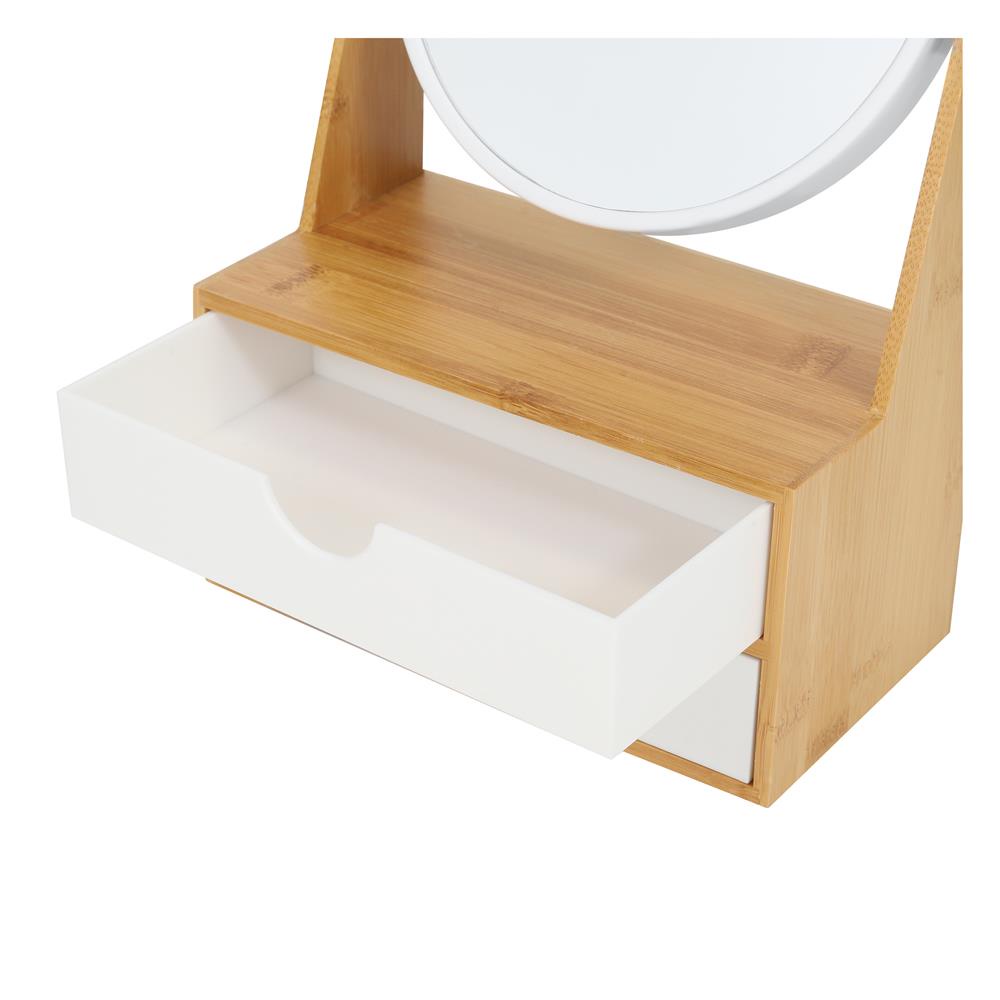 HomeBase STACKO Hộp đựng nữ trang 2 ngăn kéo có gương MOKU W19.2xH26.5xD10.5cm màu trắng