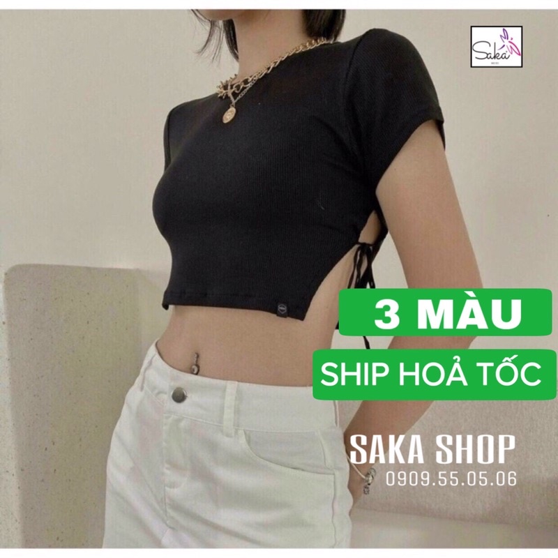 [ship 30 phút] Áo thun croptop nữ buộc dây