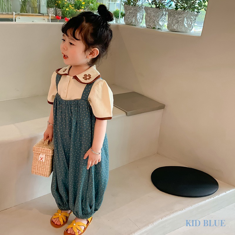 Jumpsuit Hai Dây Họa Tiết Hoa Phong Cách Hàn Quốc Thời Trang Mùa Hè Cho Bé Gái