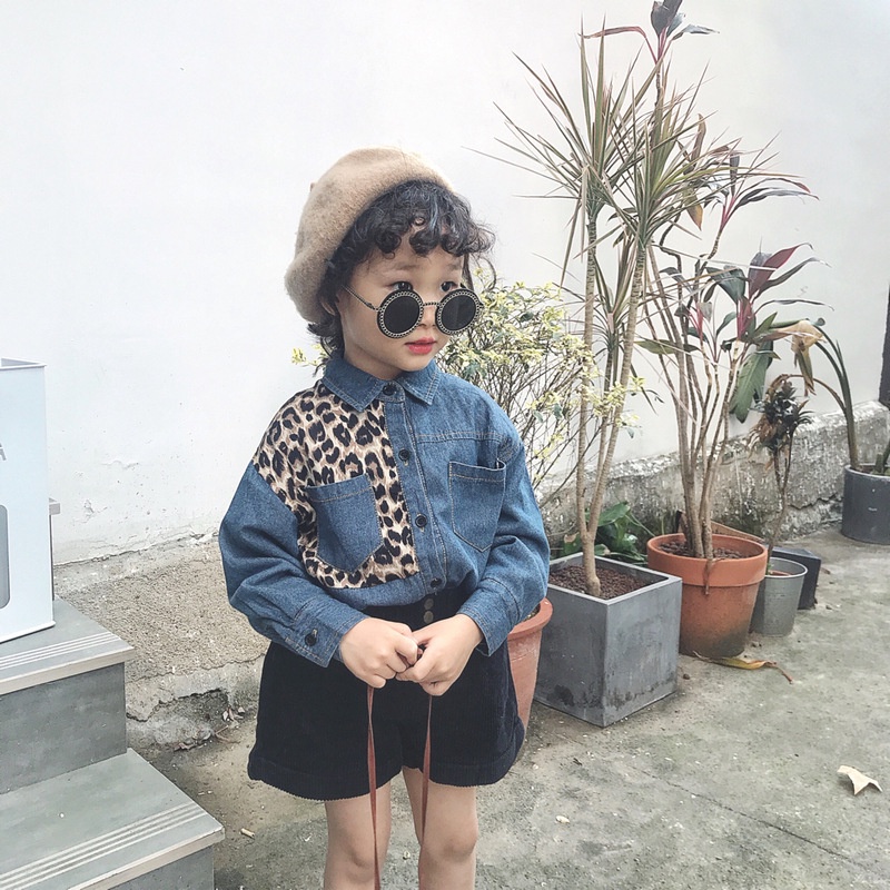Áo sơ mi demin cho bé gái dưới 10 tuổi phong cách đường phố hàn quốc
