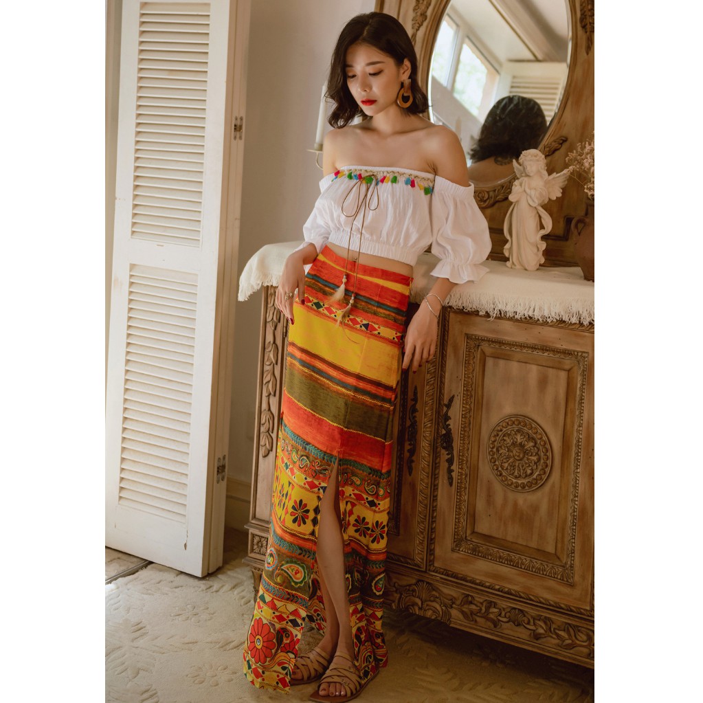 (sẵn) ÁO TRỄ VAI BOHEMIAN | ÁO CROPTOP BOHO