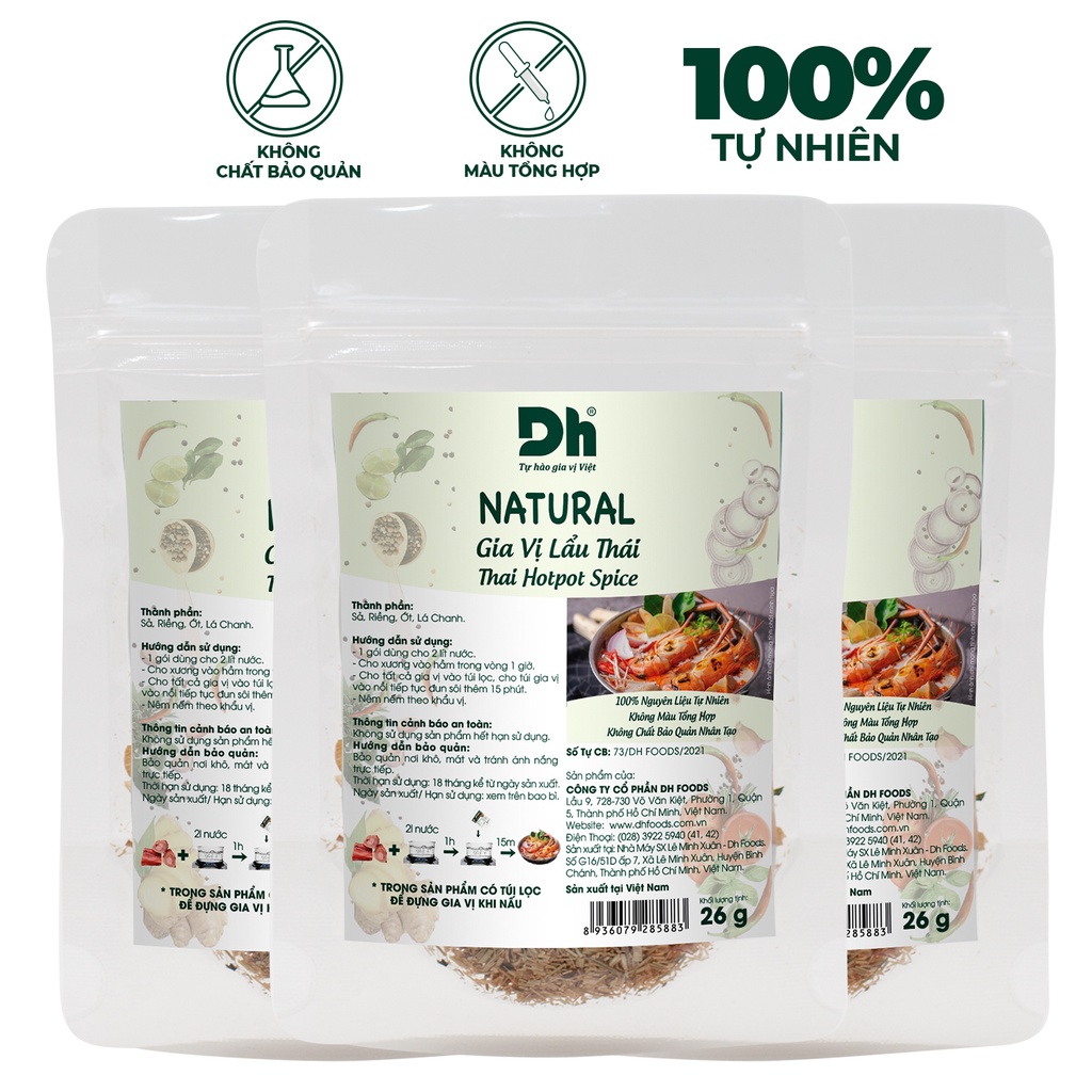 Combo 3 gói natural gia vị lẩu thái 26gr Dh Foods