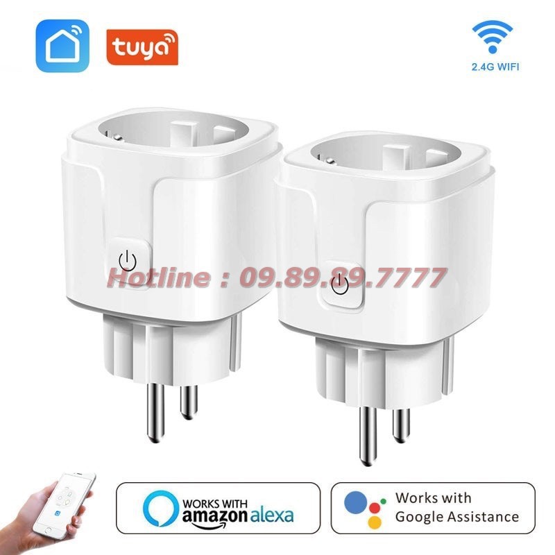 Ổ cắm wifi. Điều khiển từ xa bằng ứng dụng Tuya, Google Home, Amazon Alexa, Chuẩn Châu Âu