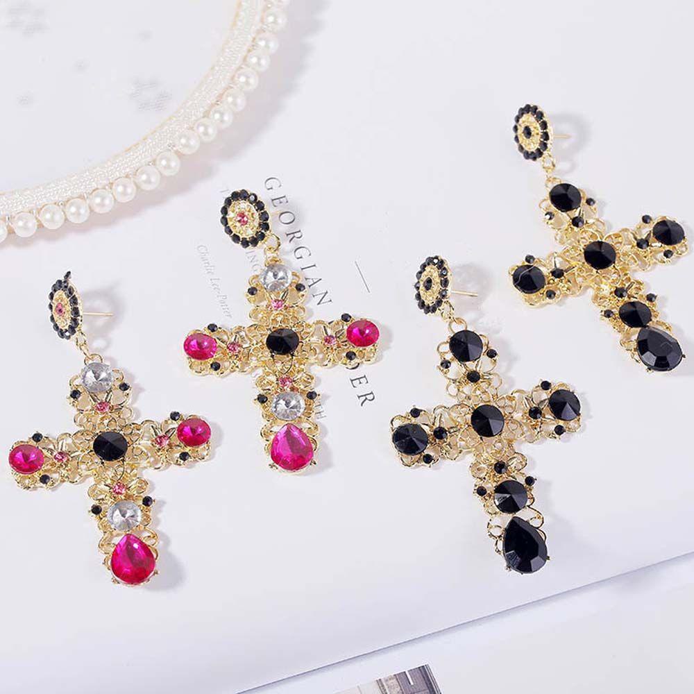 Bông Tai Thánh Giá Đính Kim Cương Giả