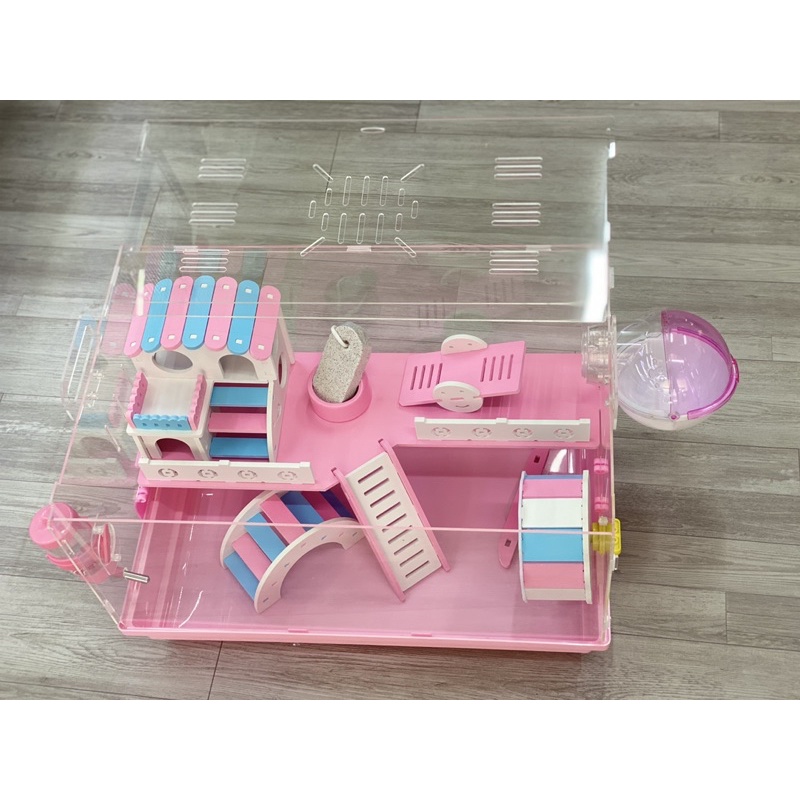 Lồng mica khay nhựa full phụ kiện cho Hamster