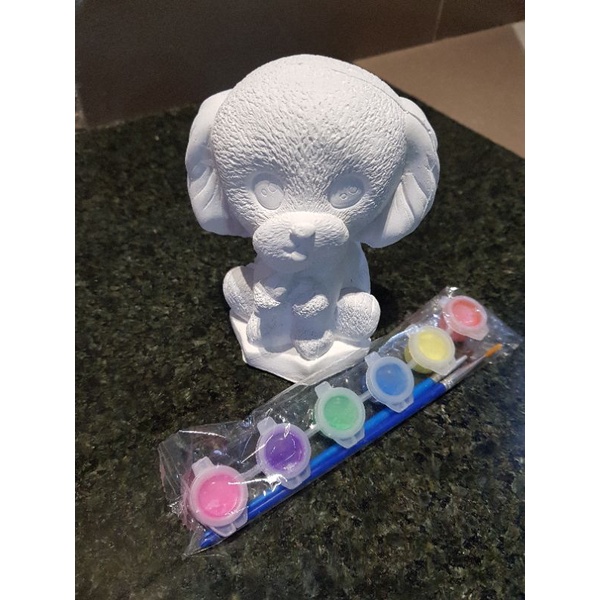 Tô Tượng Chó Xù cao 15cm tặng kèm mấu và cọ vẽ