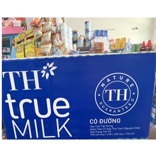 Sữa Tươi TH True Milk 48 hộp x 110ml Ít Đường/Có Đường