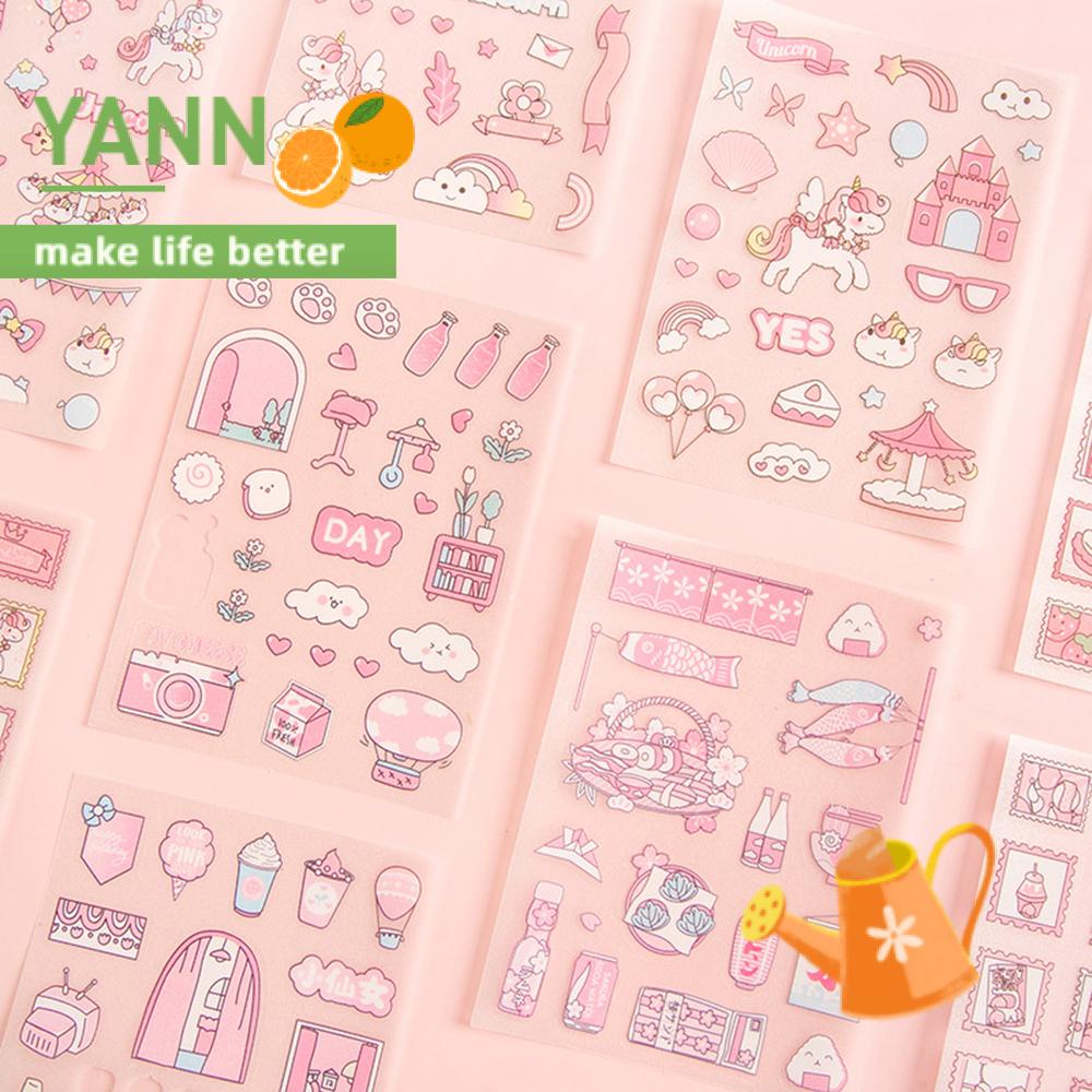 Set 4 tờ miếng dán trang trí nhật ký họa tiết hoạt hình tùy chọn màu sắc dễ thương DIY