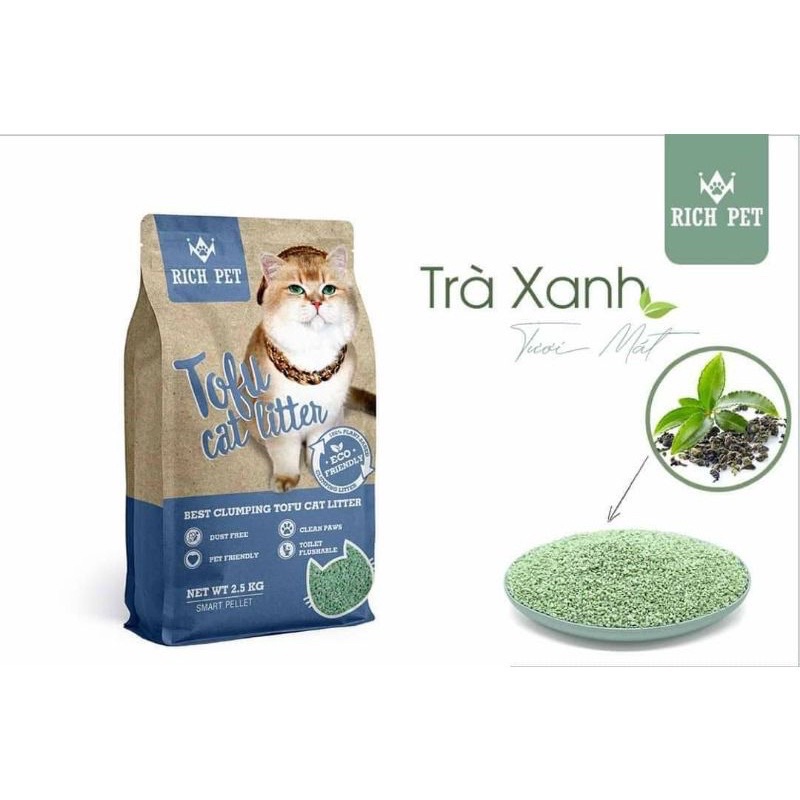 Cát đậu nành cho mèo Rich Pet Cát vệ sinh Tofu khử mùi không bụi an toàn NourseVietnam PK09