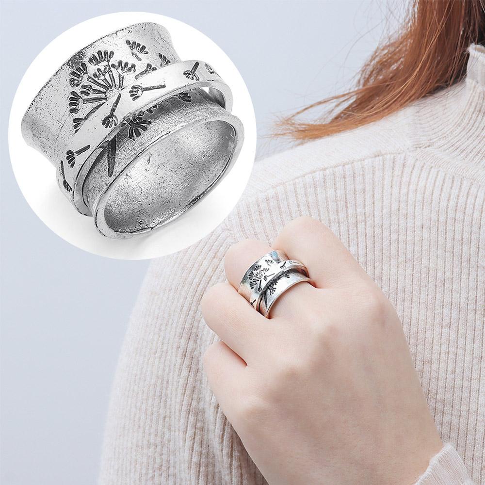 Me Nhẫn Đeo Tay Khắc Hoa Bồ Công Anh Thời Trang Cho Nữ