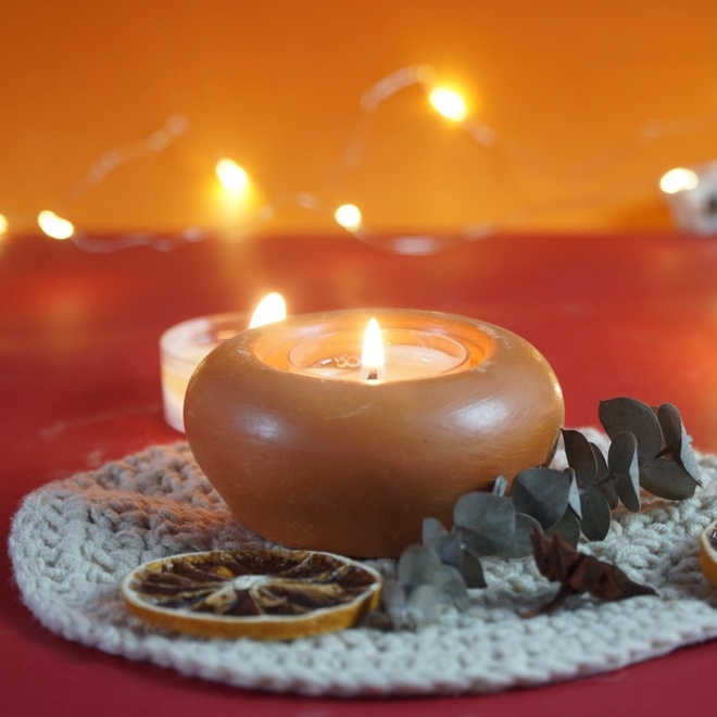 Đế Bỏ Nến Tealight Đất Nung Hình Tròn - DN35