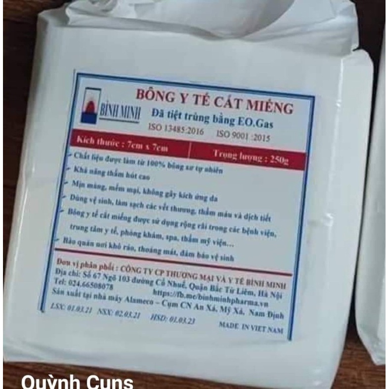 bông y tế cắt sẵn 0.5kg (bình minh 10x10)