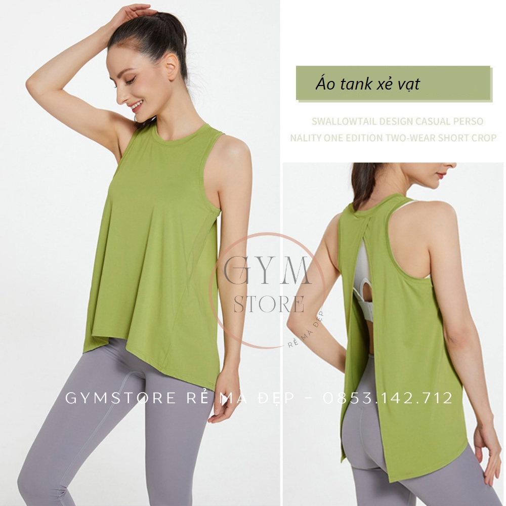 Áo Tanktop Thun Ba lỗ Nữ Xẻ Vạt Tập Gym Yoga Dance Chạy Bộ Co Giãn Thấm Hút Mồ Hôi GYMSTORE 030