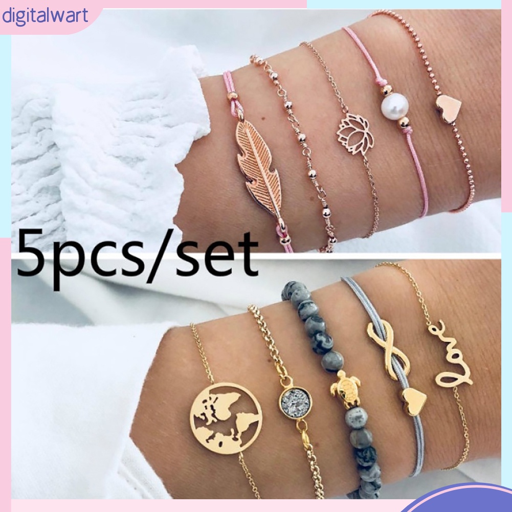 Set 4 / 5 vòng tay chuỗi hạt nhiều lớp thời trang cho nữ