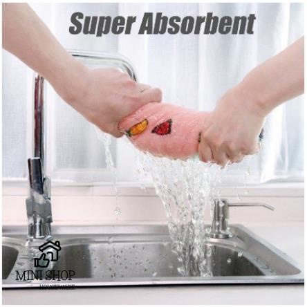 Khăn Lau Chén Đĩa Vải San Hô In Họa Tiết Hoạt Hình 25x25cm