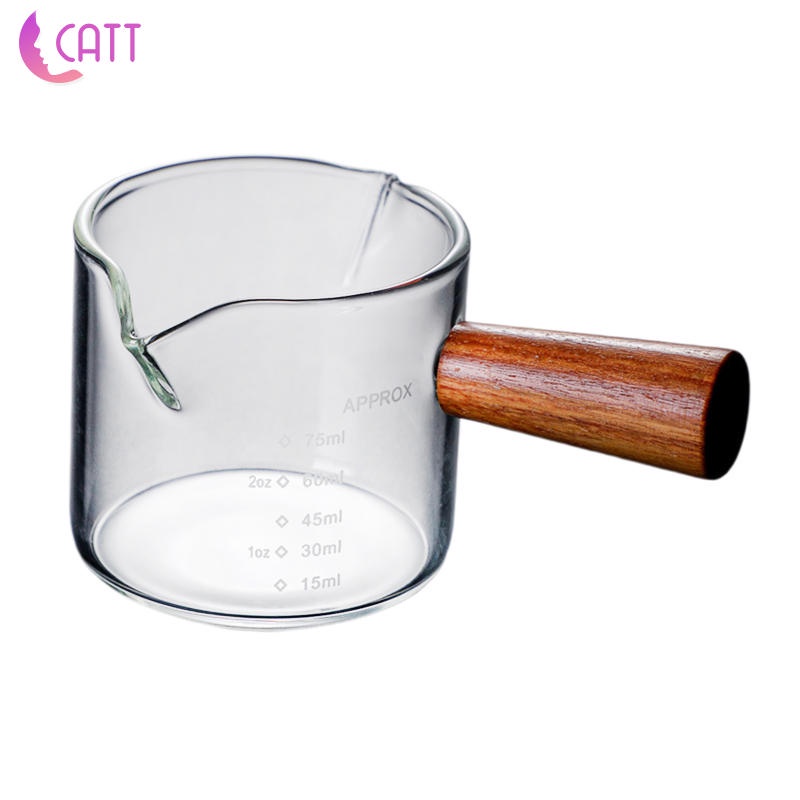 [Dadada1] Cốc Đong Hai Đầu Mini Trong Suốt Với Tay Cầm Bằng Gỗ Chịu Nhiệt Cho Quầy Bar / Nhà Bếp