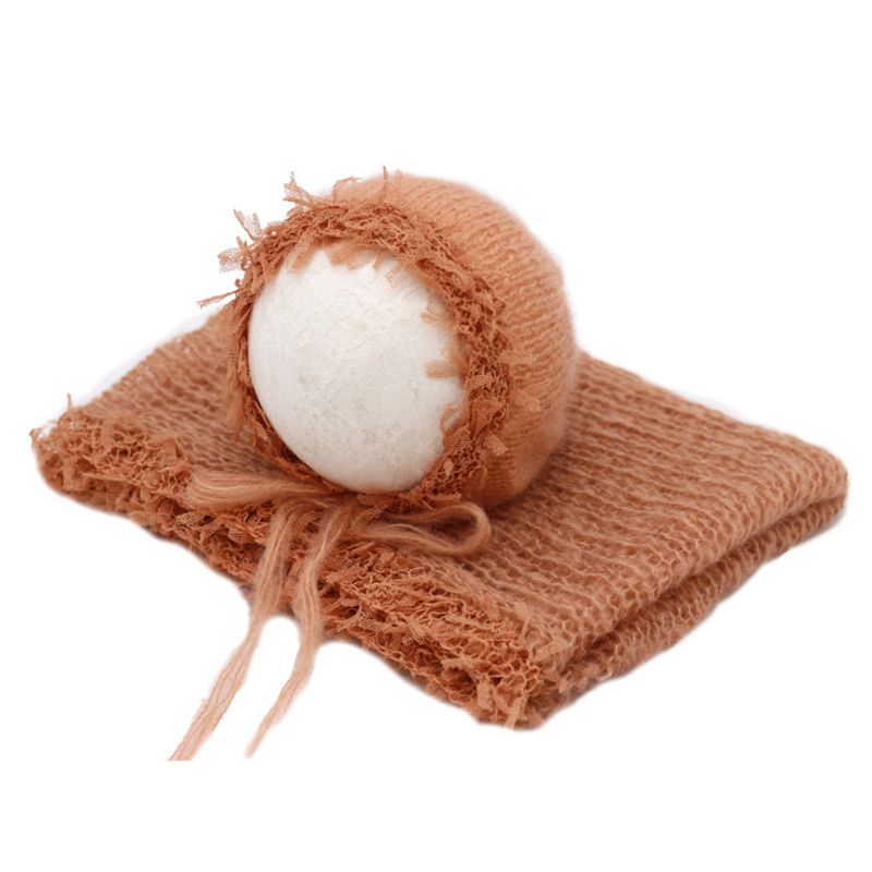 Haha Set Chăn + Nón Phối Ren Lông Siêu Mềm Hóa Trang Babe Born Accesorios 6 Màu Đáng Yêu Cho Bé Trai Và Bé Gái