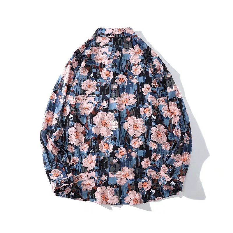 Áo Sơ Mi Tay Dài Dáng Rộng In Họa Tiết Hoa Phong Cách Hồng Kông Thời Trang Cho Nam 2022