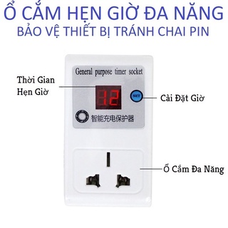 Ổ cắm hẹn giờ điện tử tự ngắt sạc điện thoại , xe điện , laptop bảo vệ thiết bị điện