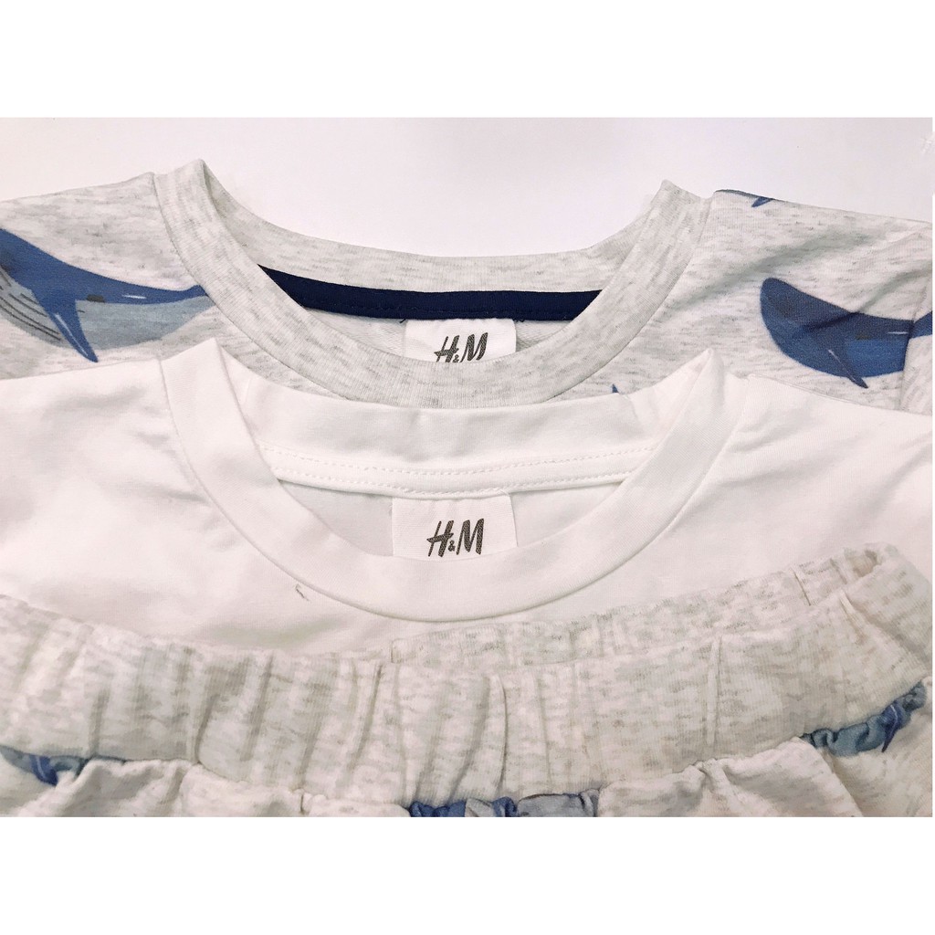 [ĐIỂM NHẤN] Set Cá Voi, Bộ Đồ Bé Trai HM H&amp;M Vải Cotton Da Cá Co Dãn Hàng Xuất Dư Xịn Xò Cho Bé 1 2 3 4 5 6 Tuổi