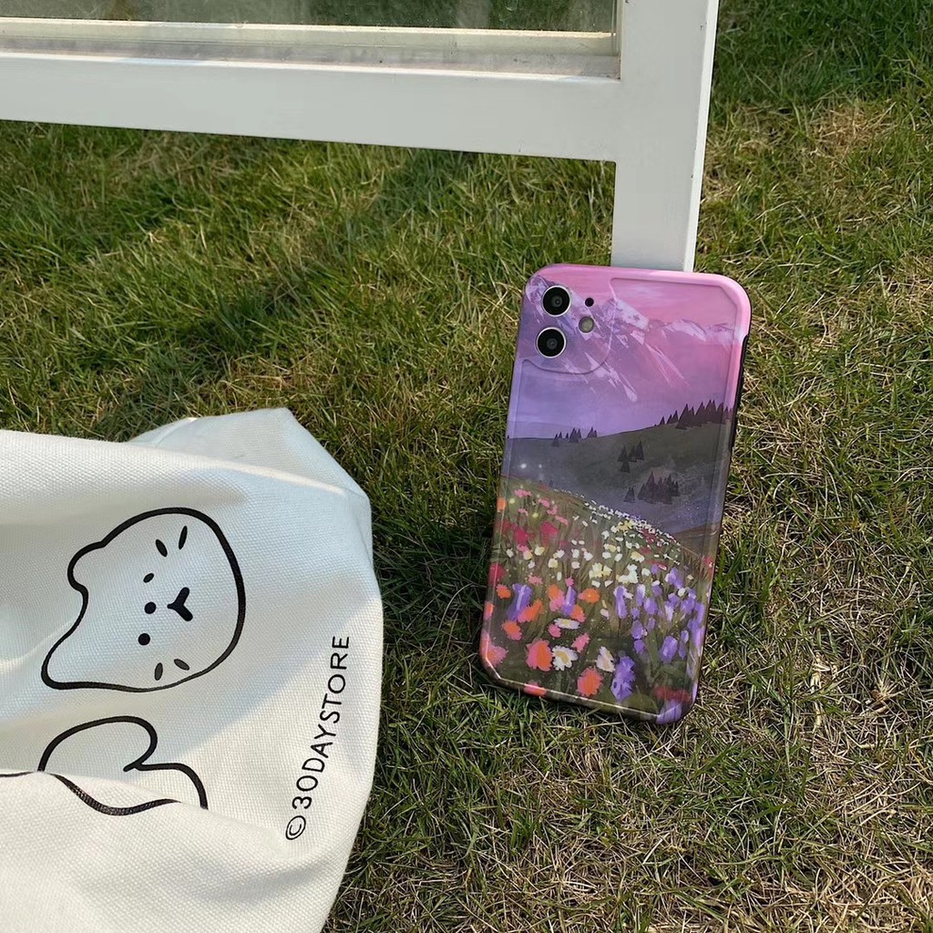 Ốp điện thoại in hoa tranh sơn dầu tím dành cho iPhone11 11Promax 7Plus 7 8 8 X XR XSmax SE2020 | BigBuy360 - bigbuy360.vn