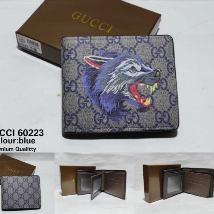 Ví Ngắn Gucci Fbd-597 60223 In Hình Sói / Hổ Cá Tính