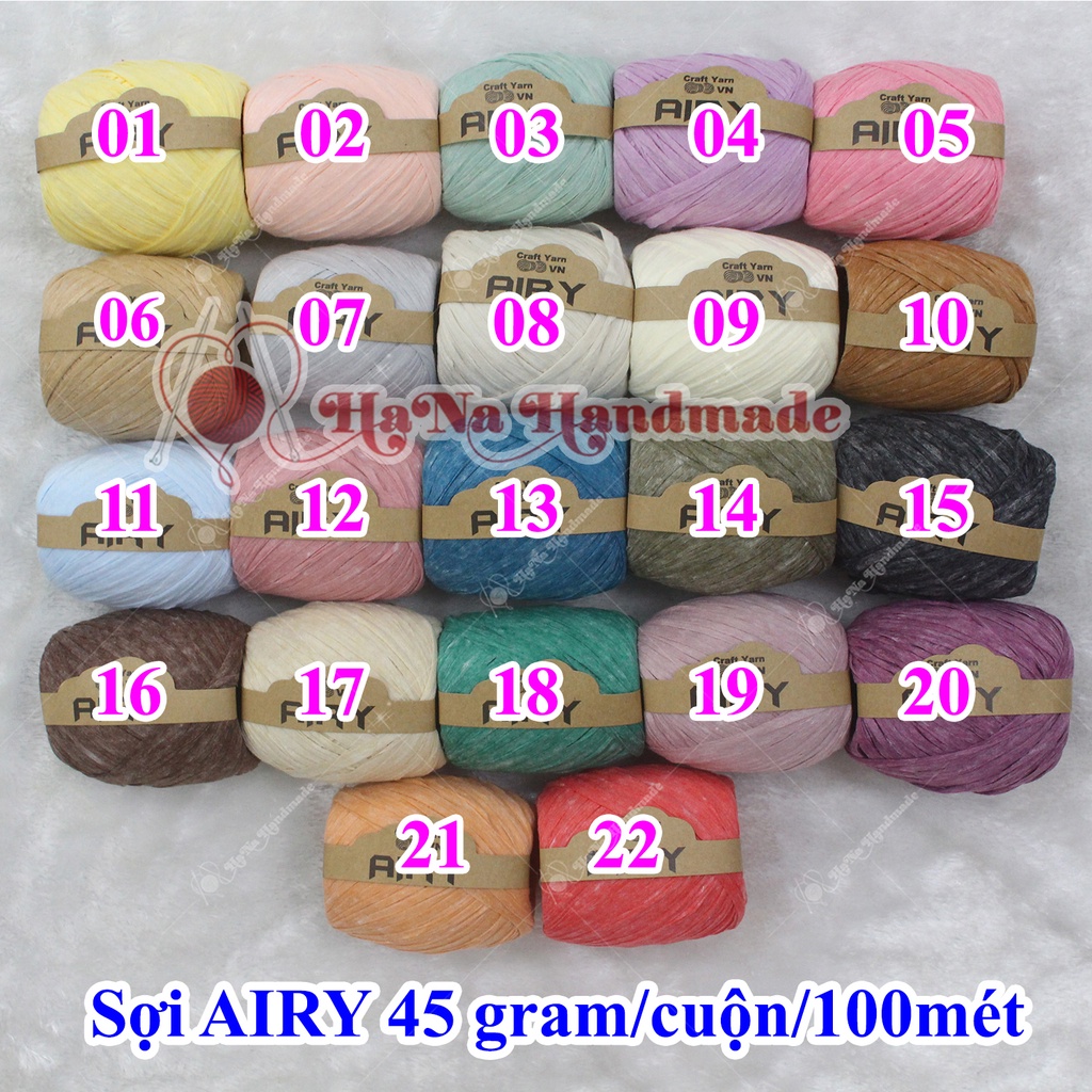 Sợi Airy / Sợi AIRY / sợi móc nón 45gram/ cuộn/ 100 mét - 28k