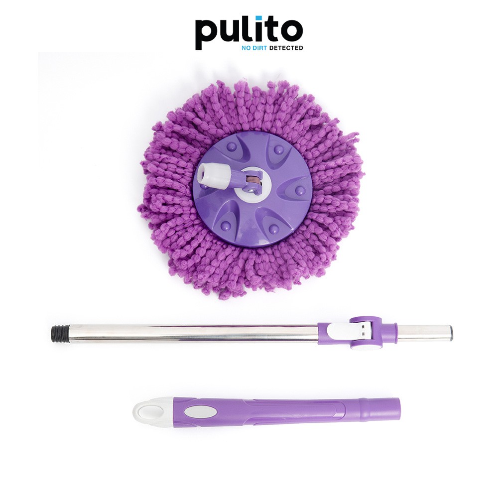 Cây lau nhà Pulito cán inox có điều chỉnh, mâm nhựa xoay 360 độ tiện lợi, dễ dàng vệ sinh (LS-CLN-MN)-PulitoVN