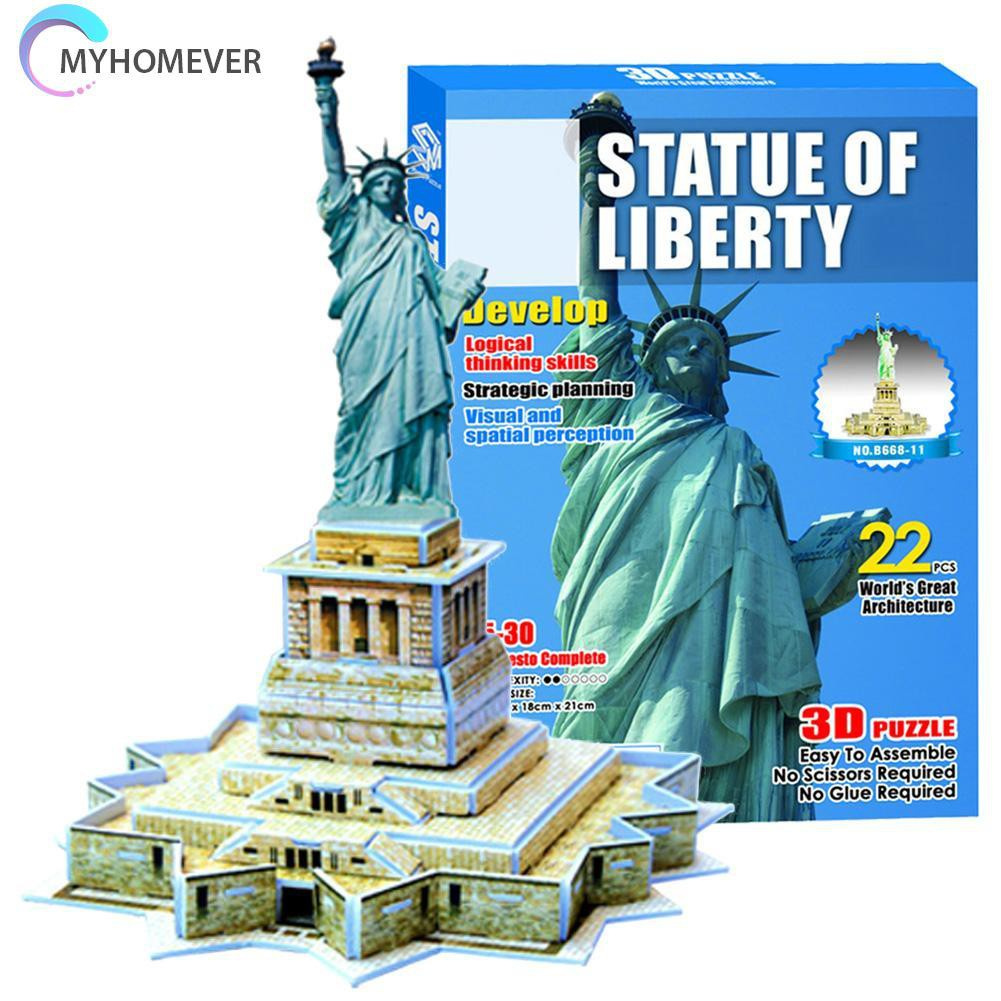 Pop It Fidget Đồ chơi Mini 3D Statue of Liberty Model Jigsaw Children Puzzle Kids Educational Đồ chơi