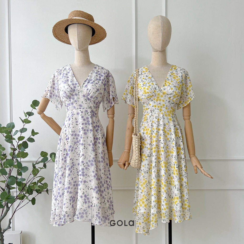 Đầm VERNIE - Đầm dài dáng xoè tay xẻ