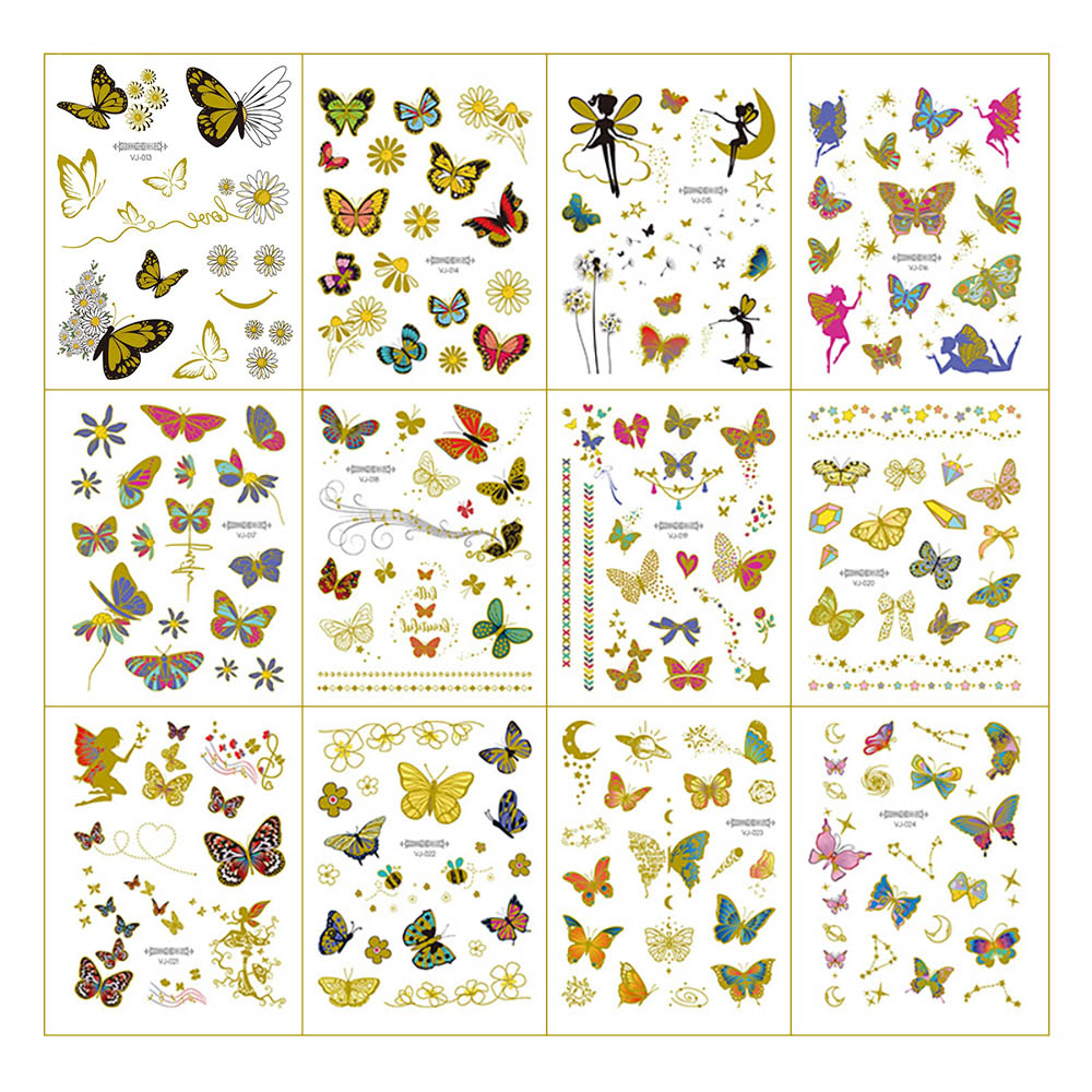 (Hàng Mới Về) Hình Xăm Dán Tạm Thời Chống Nước Chống Mồ Hôi Hình Bướm Cho Trẻ Em