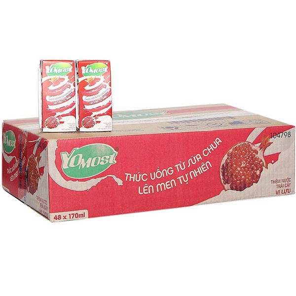 Thùng sữa chua uống Yomost hương Lựu 170ml x 48 hộp