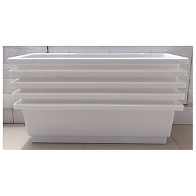 Combo 2 Chậu Dài Chữ Nhật 48x20cm Trồng Rau, Hoa Kiểng và Nuôi Cá Chậu Kèm Tấm Lót