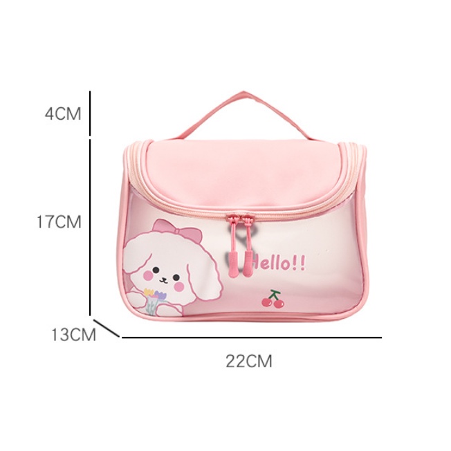 Túi đựng mỹ phẩm làm từ PVC PU trong suốt chống thấm nước họa tiết hoạt hình dễ thương tùy chọn