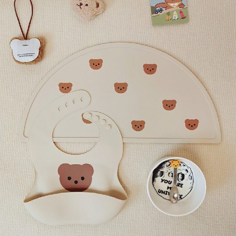 Yếm silicone gấu Brown dễ thương phong cách Hàn Quốc