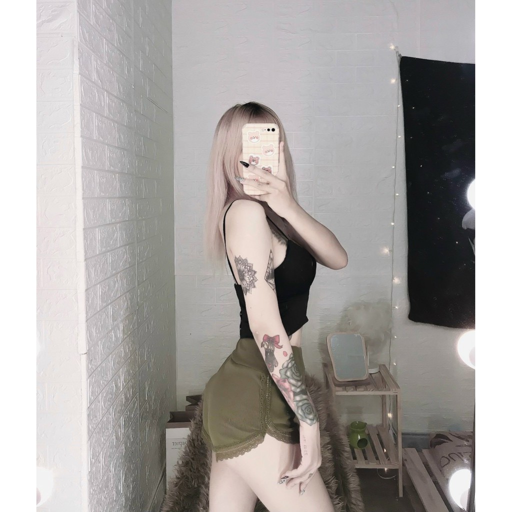 quần đùi thun viền ren xinh, mặc nhà thoải mái đủ màu hình thật