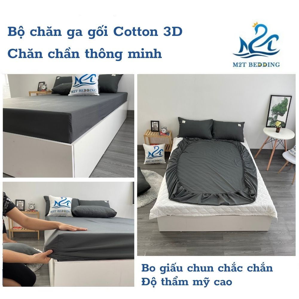 Bộ chăn ga gối Cotton TC M2T BEDDIND Luxury chăn chần bông thông minh drap giường đủ kích thước đệm và màu sắc